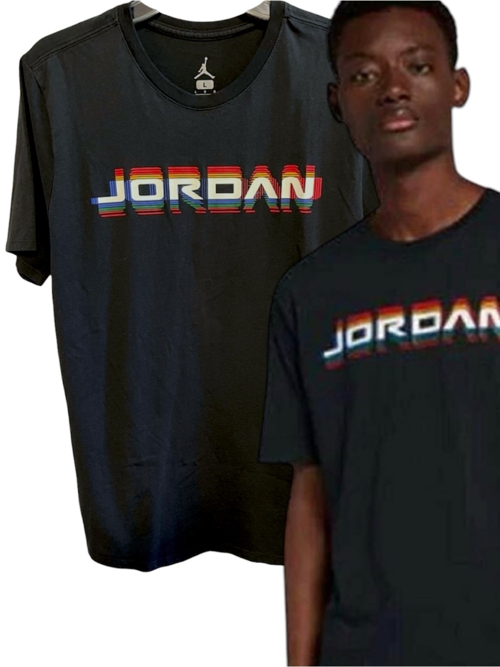 Air Jordan Logo Black Graphic Tech Short Sleeve Tee, Size Large